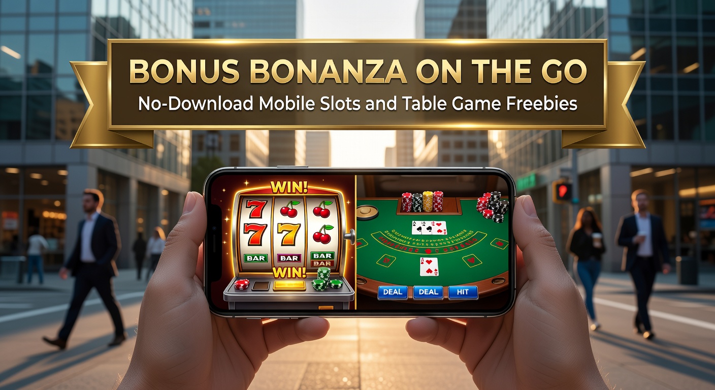 Close-up of a mobile screen showing a table game bonus round with blackjack cards and roulette wheel, emphasizing no-download free play options