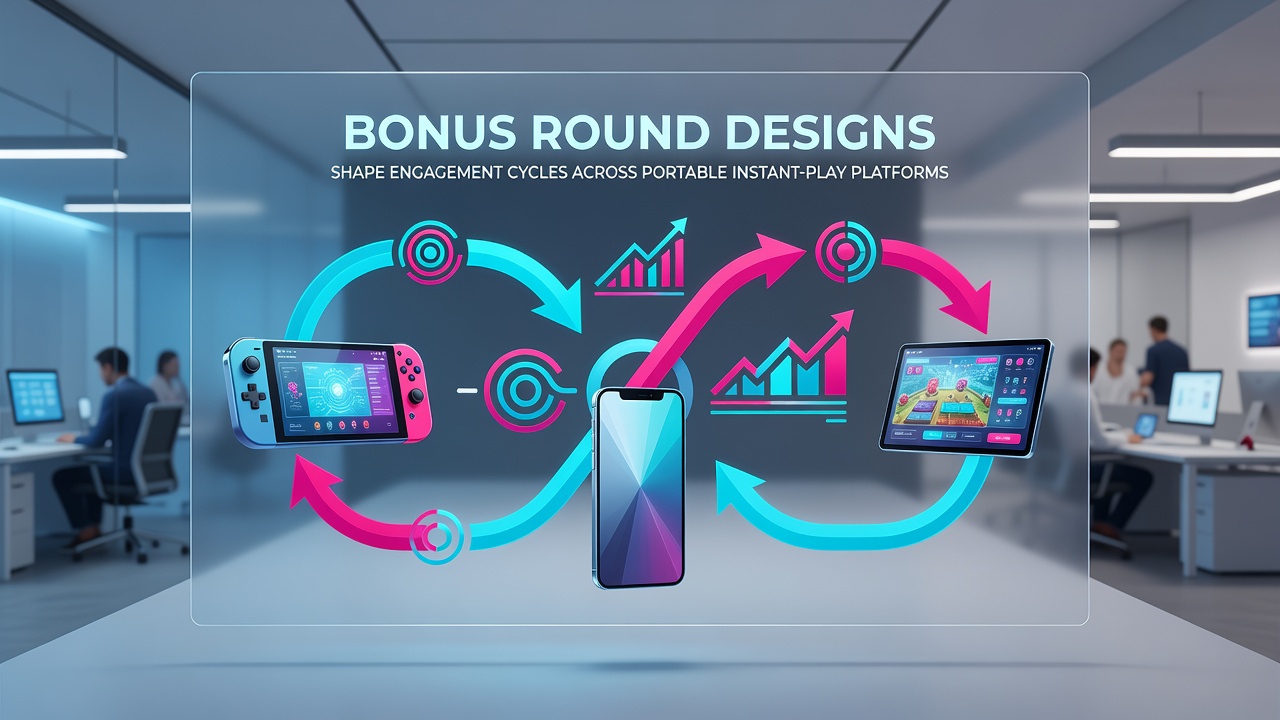 Screenshot examples of mobile bonus round interfaces with engagement metrics overlaid
