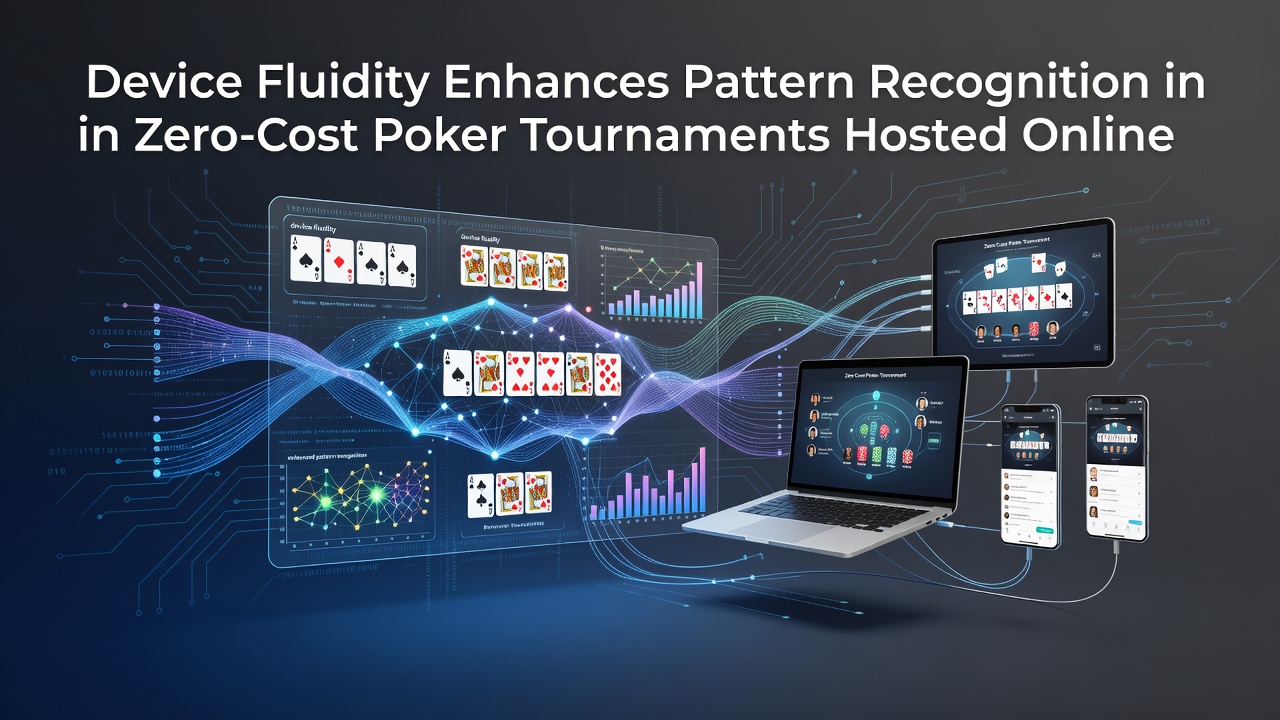 Players engaging with poker interfaces across multiple devices showing fluid transitions between desktop and mobile sessions